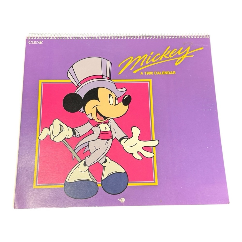 Disney Cleo Mickey Mouse Calendar‎ 1990 Vintage 12 Frameable Prints VF